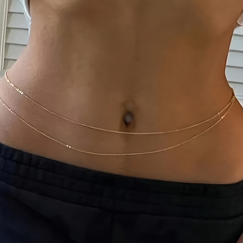 Body Jewelry For You - Dwustronny złoty metalowy łańcuszek do talii