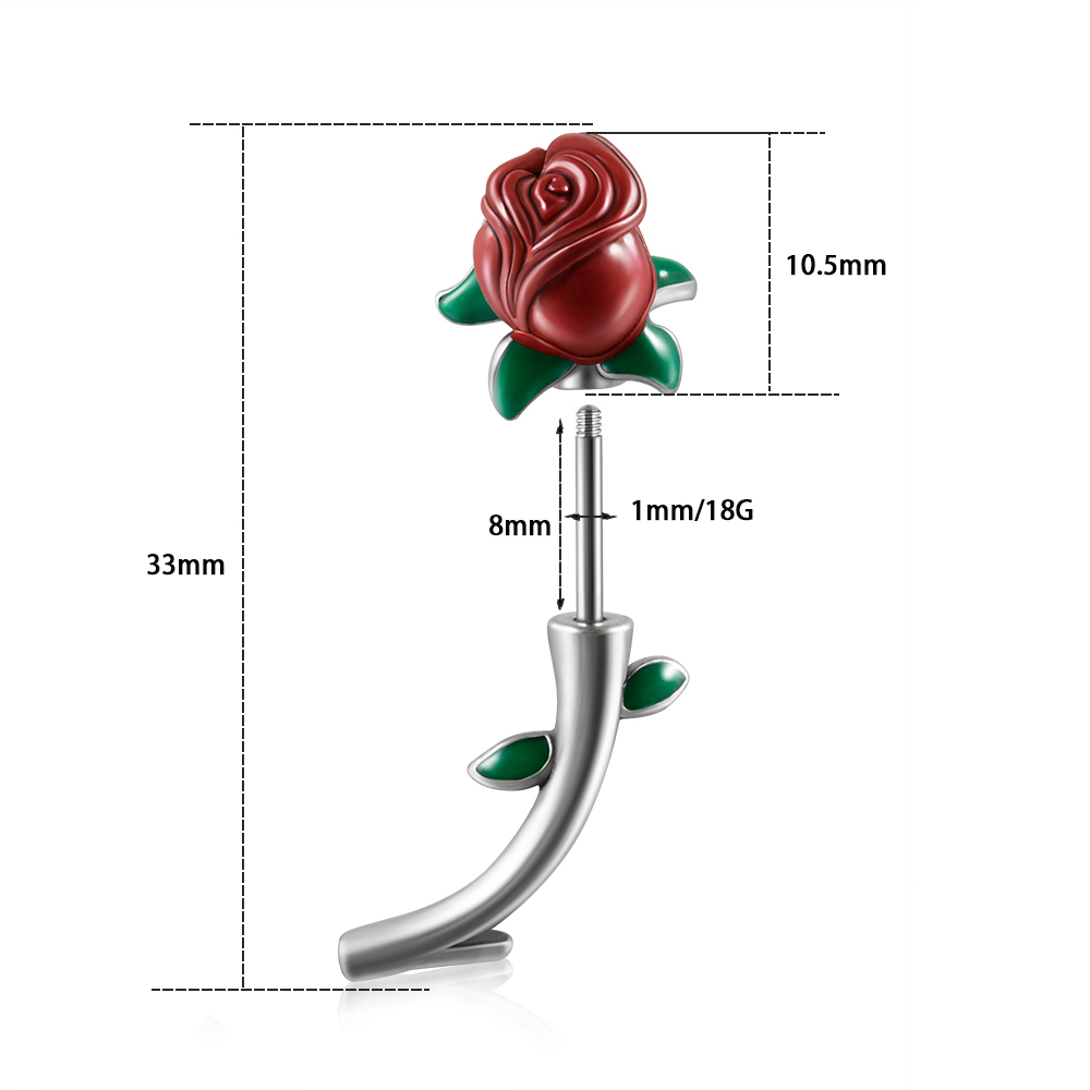1 szt. Kwiat czerwonej róży ze – Body Jewelry Surgical Steel recenzja i cena
