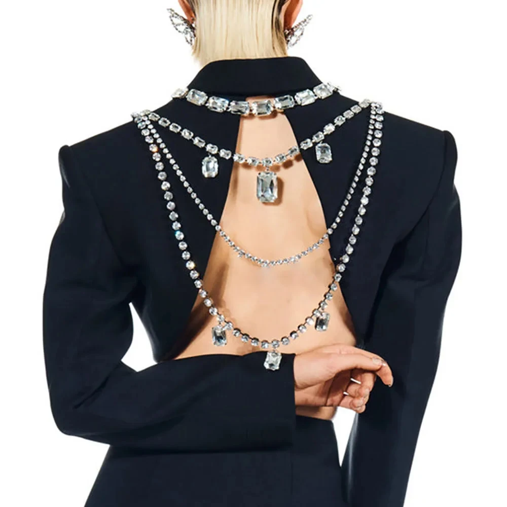 Połysk Rhinestone długi frędze – Body Jewelry Necklace recenzja i cena