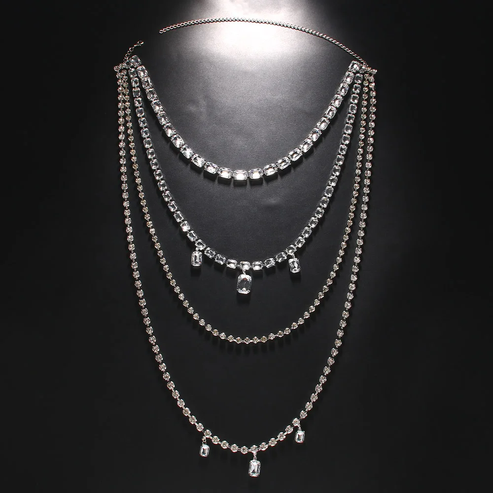 Połysk Rhinestone długi frędze – Body Jewelry Necklace recenzja i cena